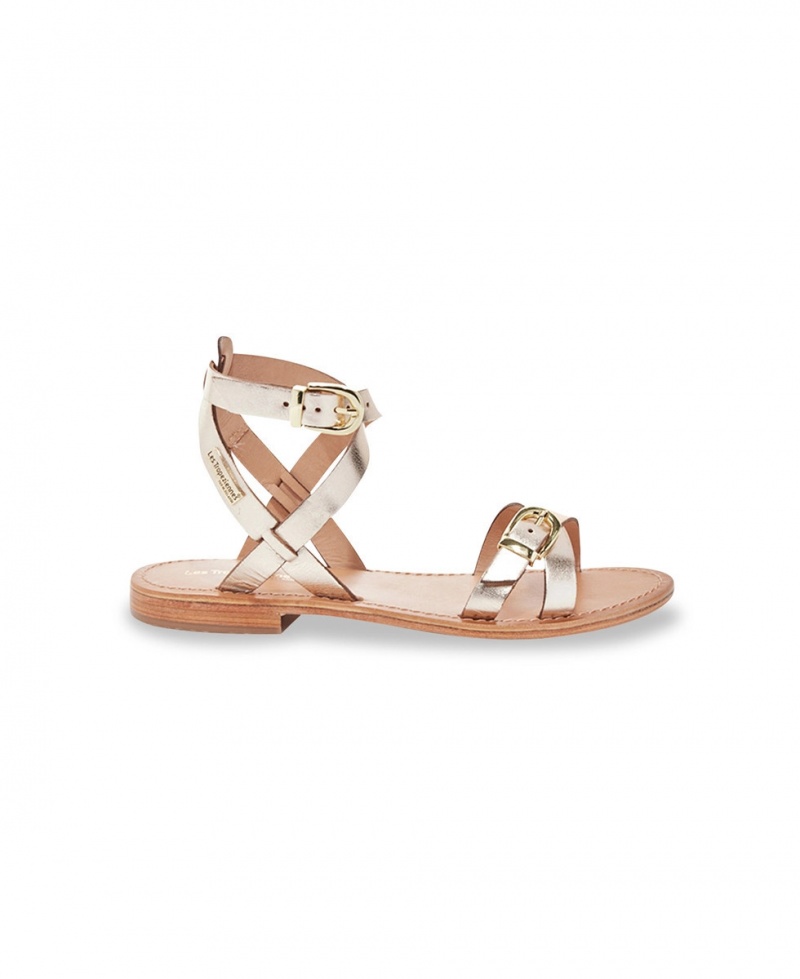 Sandales plates Les Tropeziennes HEPANA Ankle-strap Doré Femme|KPJB-15605308